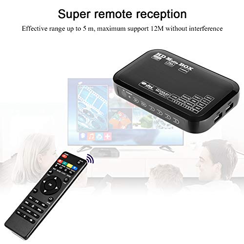 Vbestlife Reproductor Multimedia 1080P Full HD Media Player Media Player TV Digital 100Mbps Soporte de Unidad USB/Disco Duro Externo de 2TB/ Tarjeta SD/,con Control Remoto (Negro)