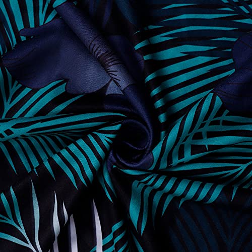 VBHJK Women's Pyjama Sets,Ladies Nightwear Warm Long Sleeve Top and Pants Dark Green Cotton Round Neck Palm Leaf Flowers Plant Tropical Autumn Winter Cosy Soft Casual Loungewear For Lady Jogging