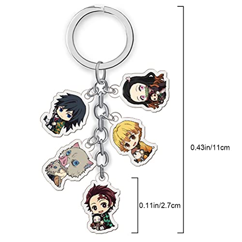 Vcedas Llavero Demon Slayer Kimetsu No Yaiba Llavero Cazadora de Demonio Llavero Colgante Anime Lindo Acrílico Llaveros de Personajes de Dibujos Animados Adorno Colgante