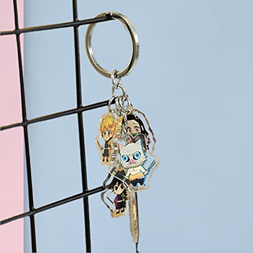 Vcedas Llavero Demon Slayer Kimetsu No Yaiba Llavero Cazadora de Demonio Llavero Colgante Anime Lindo Acrílico Llaveros de Personajes de Dibujos Animados Adorno Colgante
