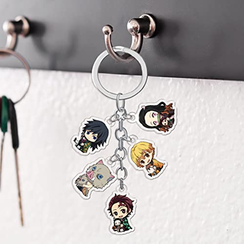 Vcedas Llavero Demon Slayer Kimetsu No Yaiba Llavero Cazadora de Demonio Llavero Colgante Anime Lindo Acrílico Llaveros de Personajes de Dibujos Animados Adorno Colgante