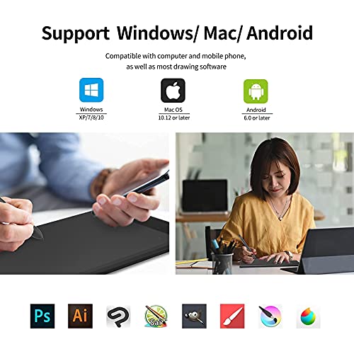 VEIKK A30 10 x 6 Pulgadas Digital Graphics Drawing Tablet Pen Tablet con 8192 Niveles Pasivo Pen y Smart Gesture Touch & 4 Touch Keys