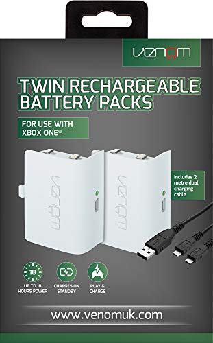 Venom - Twin Rechargable Battery Packs Con Cubiertas - Blanco (Xbox One)