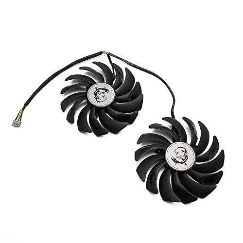 Ventiladores de Tarjeta gráfica 2 unids/Lote 95MM PLD10010S12HH Reemplazo de Ventilador Enfriador de 4 Pines Fit for MSI GTX 1060 1070 1080 TI RX 470 de 570 RX580 Gaming X(Color:Black)