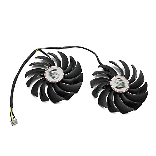 Ventiladores de Tarjeta gráfica 2 unids/Lote 95MM PLD10010S12HH Reemplazo de Ventilador Enfriador de 4 Pines Fit for MSI GTX 1060 1070 1080 TI RX 470 de 570 RX580 Gaming X(Color:Black)