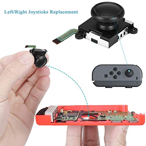 Veperain 2 Recambios 3D de Joysticks Analógicos para Nintendo Switch Joy Con y Switch OLED, con Destornillador Herramientas de Reparación, 4 ThumbStick