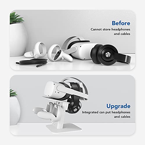 [Versión Mejorada] KIWI design Soporte VR Accesorios para Oculus Quest 2 / Quest 1 / Rift S / Valve Index / HP Reverb G2 Auriculares y Controladores Táctiles (Blanco)