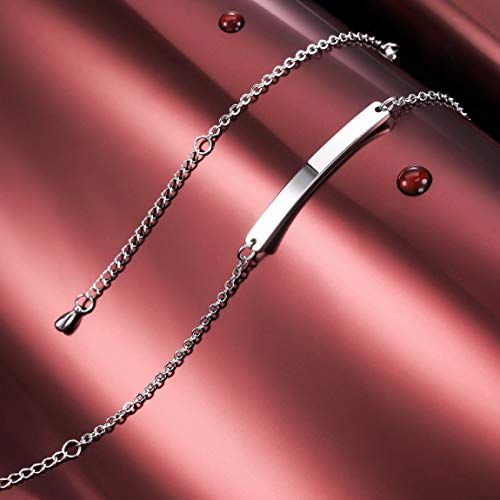 VIBOOS Pulsera Personalizada Grabado Nombres Personalizados para Mujeres Niñas Acero Inoxidable Enlace Ajustable En El Tobillo Regalos De Dama De Honor Pulseras del Mejor Amigo (Plateado Color)