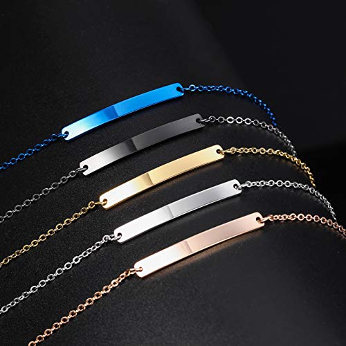 VIBOOS Pulsera Personalizada Grabado Nombres Personalizados para Mujeres Niñas Acero Inoxidable Enlace Ajustable En El Tobillo Regalos De Dama De Honor Pulseras del Mejor Amigo (Plateado Color)