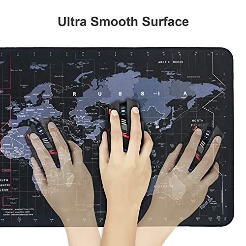 Vicloon Alfombrilla Raton Gaming Grandes World Map Mouse Pad XXL 900x400x3 mm,Impermeable con Base de Goma Antideslizante,Special-Textured Superficie para Gamers Ordenador, PC y Laptop