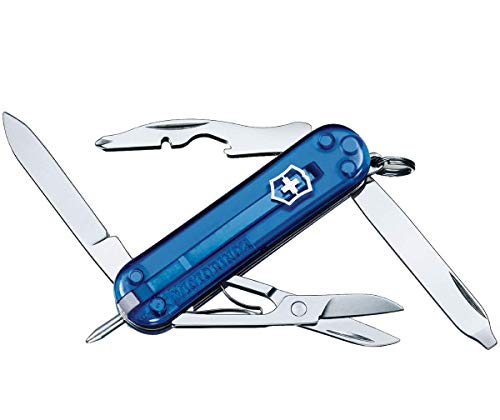 Victorinox Manager Navaja con 10 funciones, incluyendo bolígrafo y tijeras, de color azul transparente