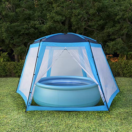 vidaXL Carpa para Piscinas Accesorios para Jardín Terraza Patio Exterior Aire Libre Piscina SPA Jacuzzi Protección Refugio Sombra 660x580x250cm Azul