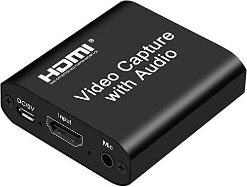 Video Capture HDMI con Micrófono,Tarjeta de Capturadora de Audio USB2.0 4K HD 1080p 60 fps,Convertidor y Grabador de Video para Transmisión en vivo para PS,Xbox, DSLR,Action Cam