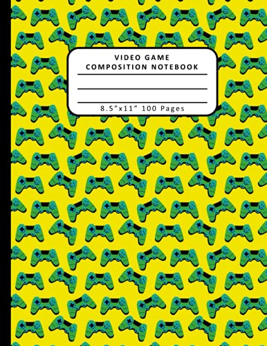 Video Game Composition Notebook: Wide Ruled Composition Notebook Journal, 8.5 x 11, 100 Pages, For kids, teens, adults, and gamers with a Game Controller Theme