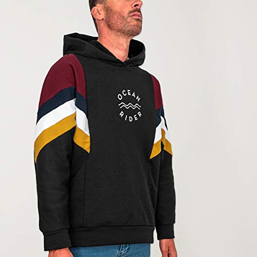 VIENTO Patch Best Ocean Rider Sudadera para Hombre (Negro, s)