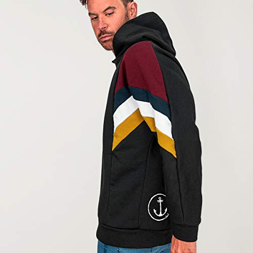 VIENTO Patch Best Ocean Rider Sudadera para Hombre (Negro, s)