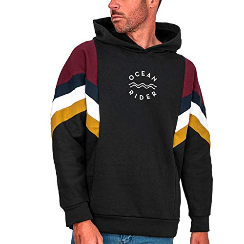VIENTO Patch Best Ocean Rider Sudadera para Hombre (Negro, s)