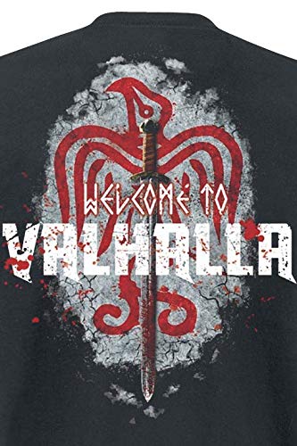 Vikings Welcome To Valhalla Camiseta Negro S, 100% algodón, Regular