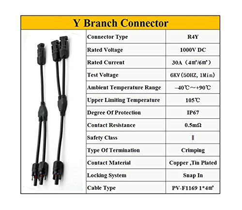 VIKOCELL 1 Pares Conectores Solares Doble Cable Pare Panel Solar
