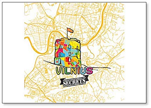 Vilnius Travel Art Map Classic imán para nevera