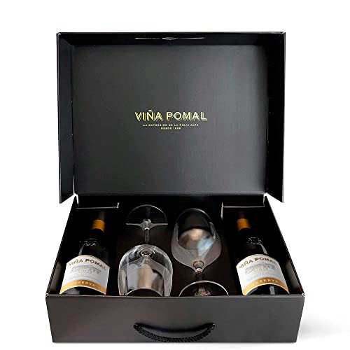 Viña Pomal Reserva Centenario - Vino tinto DO Rioja, 100% Tempranillo - Estuche 2 botellas 75cl + 2 copas