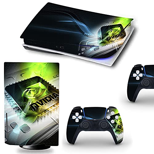VINILOL Vinilo hecho para PlayStation 5 diseño Nvidia v3 pegatina cubierta skin para consola y 2 mandos