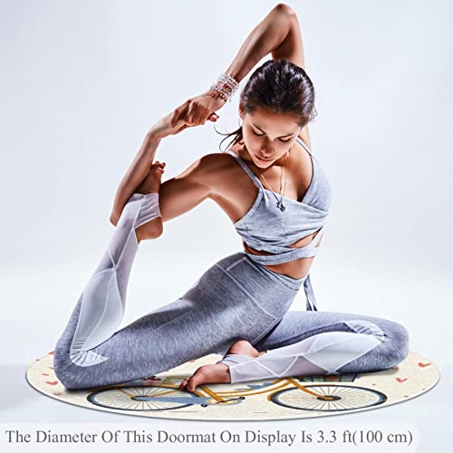 Vintage Let's Go For A Ride Bicicleta Floral Niños Juego Manta Niños Patrón Redondo Circular Niño Juego Mat Niños Gateando Juego Estera Familia Ocio