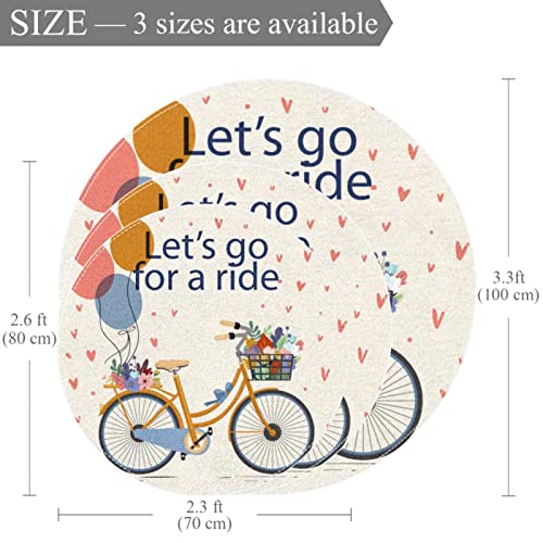 Vintage Let's Go For A Ride Bicicleta Floral Niños Juego Manta Niños Patrón Redondo Circular Niño Juego Mat Niños Gateando Juego Estera Familia Ocio