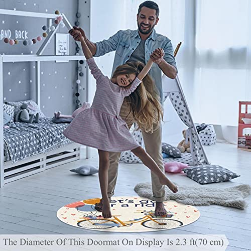 Vintage Let's Go For A Ride Bicicleta Floral Niños Juego Manta Niños Patrón Redondo Circular Niño Juego Mat Niños Gateando Juego Estera Familia Ocio