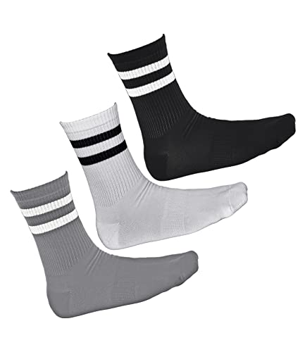 vitsocks Calcetines Deporte BAMBÚ Anti-Ampollas Hombre (3 PARES) Skate Tenis Acolchados, 1x negro 1x blanco 1x gris, 39-42