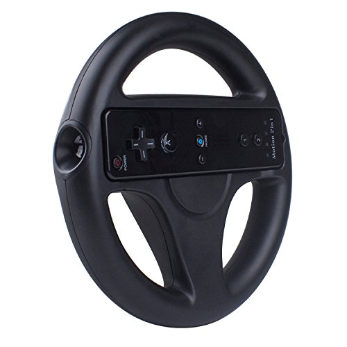 Volante para Mario Kart Wii y Wii U 2 unidades,Beinhome Racing Wheel Rueda del Controlador de Juego Volante para Juegos Nintendo Wii y Wii U Racing Games negro