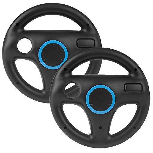 Volante para Mario Kart Wii y Wii U 2 unidades,Beinhome Racing Wheel Rueda del Controlador de Juego Volante para Juegos Nintendo Wii y Wii U Racing Games negro