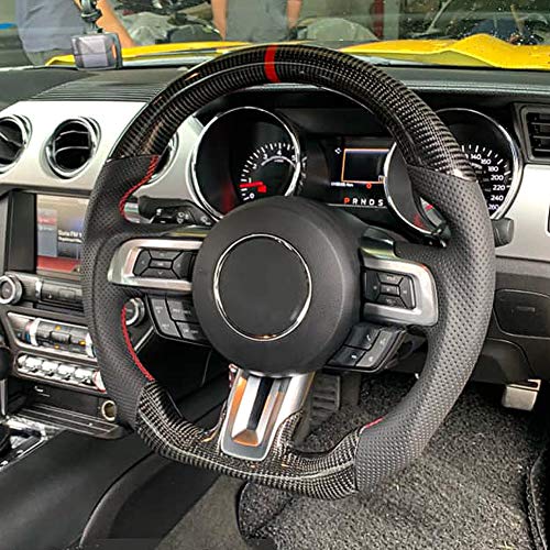 Volante, volante de fibra de carbono con calefacción, LED Race Finger Ridges, volante, accesorio modificado para automóvil, apto para EcoBoost GT Shelby GT350/GT350R 2018