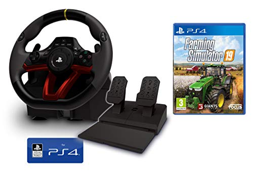 Volante y Pedales PS4 Inalámbrico [Nuevo Modelo] Licencia Oficial Sony Playstation 4 + Farming Simulator 19