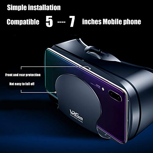 VR Gafas 3D de Realidad Virtual, con Controlador Bluetooth, Ajustable 3D y Juegos de Vídeo Compatible con iOS Android, Compatible 5 Inch - 7 Inch Pulgadas Smartphone