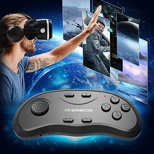VR Gafas, 3D VR Headset Auriculares de Realidad Virtual Box Virtual Glasses Controlador Bluetooth Compatible con iPhone X/8/8 Plus 7/7 Plus/6S/6 Samsung S8 / S7 & 4.3-6 '' Smartphones - Negro