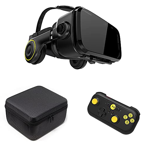 VR Shark X4 Gafas de Realidad Virtual & Gamepad & Funda - Casco de RV para Smartphone 4.7 - 6.2 | Compatible con Samsung / LG / Moto / Huawei / ASUS [FOV 120° | Android | Visor 360° | Nomad]