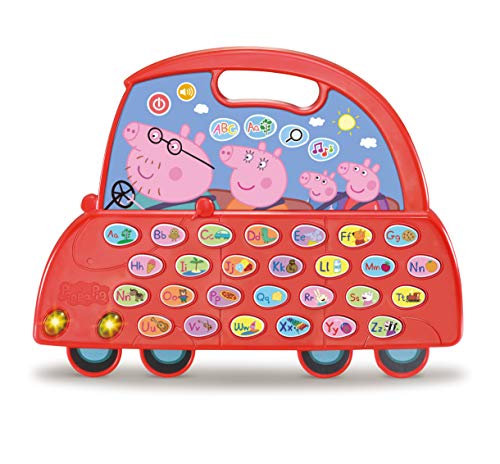 VTech - El Coche Alfabeto de Peppa Pig, Juguete niños +3 años, aprende el abecedario, descubre Nuevo Vocabulario, más de 200 Sonidos, Frases, Canciones y melodías, Muticolor