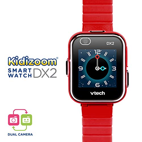 VTech - Kidizoom Smart Watch DX2, Reloj inteligente para niños, doble cámara de fotos, vídeos, juegos, color Rojo, Versión ESP (80-193827)