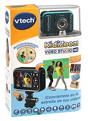 VTech Kidizoom VideoStudio HD, cámara de Fotos y vídeo para niños +5 años, Efectos Especiales, Marcos, etc. Tela Verde de Fondo incluida, versión ESP (3480-531887), Color