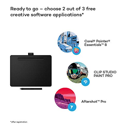 Wacom Intuos Small Tableta Gráfica Bluetooth - tablet para dibujar, pintar, editar fotos con lápiz sensible a la presión negro - óptima para la educación en línea y el teletrabajo