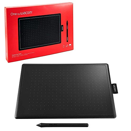 Wacom One by Wacom Small - Tableta gráfica con lápiz digital sensible a la presión, compatible con Windows, Mac y Chromebook, óptima para oficina en casa y e-learning, color negro y rojo