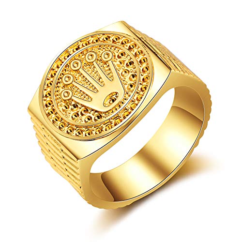 Wahyou Hip Hop/Rock anillos de oro de 18 K corona para hombre mujer compromiso boda fiesta joyas para amistad joyas accesorios de cumpleaños, día de San Valentín, aniversario dorado 8