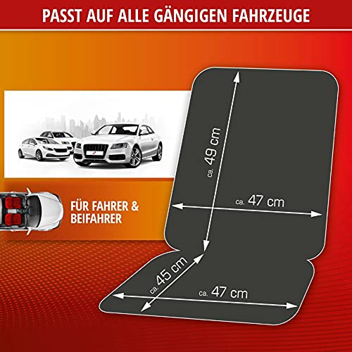 WALSER 16590 Funda de asiento calentable, funda de asiento de coche Calentamiento con termostato Cojines de asiento calentables, calefacción de asiento para coches, camiones, automóviles, coches en negro/gris