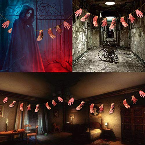 Wandefol - Pancarta para Halloween, diseño de manos cortadas con sangre y manos cortadas, para Halloween, para fiestas de vampiro, zombies, suministros para decoración de fiestas