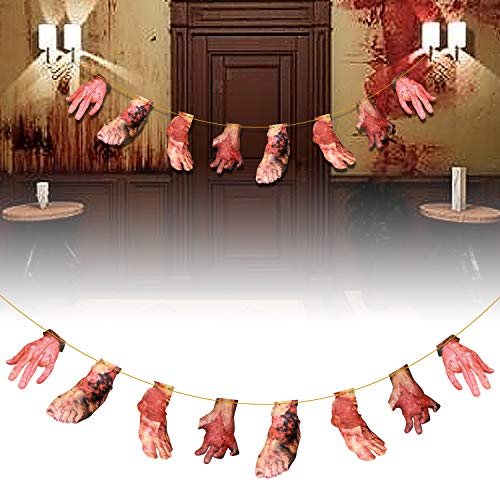 Wandefol - Pancarta para Halloween, diseño de manos cortadas con sangre y manos cortadas, para Halloween, para fiestas de vampiro, zombies, suministros para decoración de fiestas