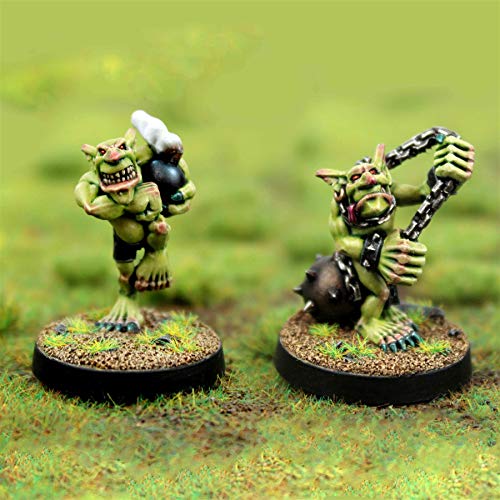 War World Gaming Gutrot Greenskins – Goblins Jugadores Estrella x 2 – Fanático & Bombardero – 28mm Escala Fantasía Futbol Miniatura Figura Personaje Blood Bowl Pieza Pintar Seguimiento Envío