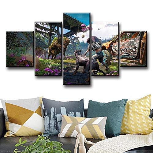 Warmberl - Póster de lienzo enmarcado de 5 piezas de Far Cry New Dawn Game Poster HD Video Game Póster de arte en lienzo para decoración de pared del hogar