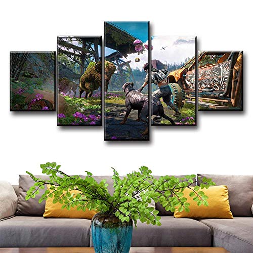 Warmberl - Póster de lienzo enmarcado de 5 piezas de Far Cry New Dawn Game Poster HD Video Game Póster de arte en lienzo para decoración de pared del hogar