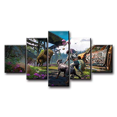 Warmberl - Póster de lienzo enmarcado de 5 piezas de Far Cry New Dawn Game Poster HD Video Game Póster de arte en lienzo para decoración de pared del hogar